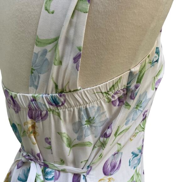 VTG 90s Dress New Moves Sz S Sz Floral Knee Length Tie Back Coquette Prairie - Picture 11 of 15